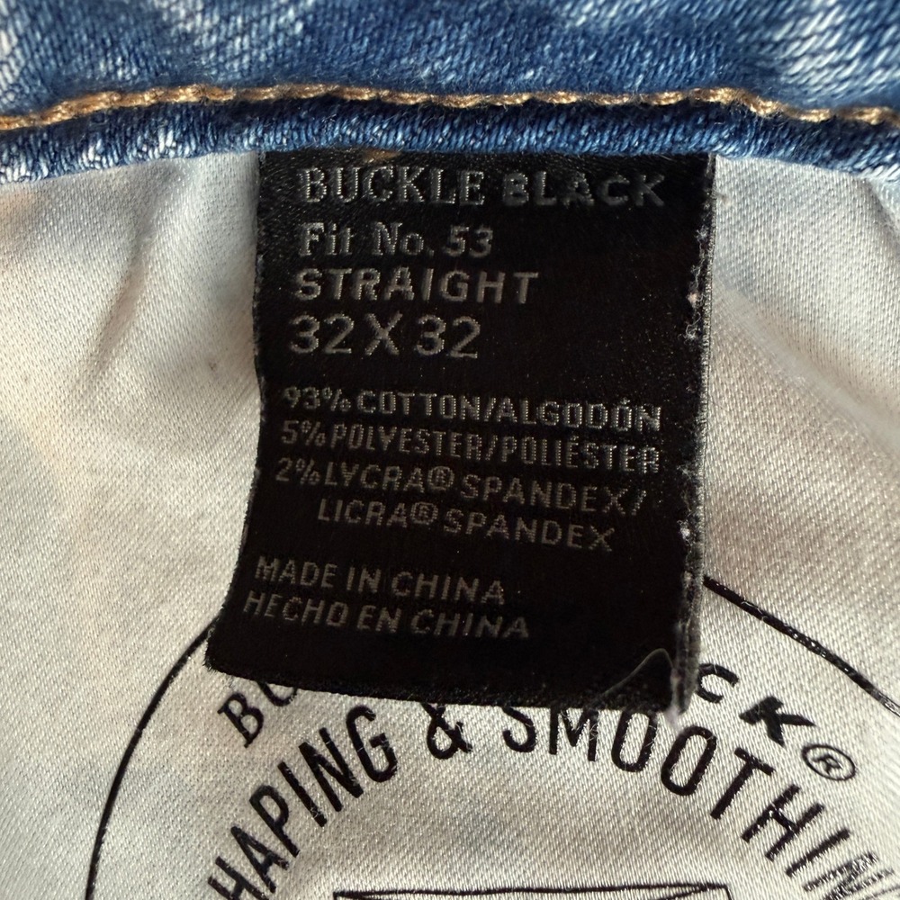 Buckle Black Straight Jeans Womens 32x32 Light Wash Fit No. 53 Stretch BBW6307R - Picture 9 of 12